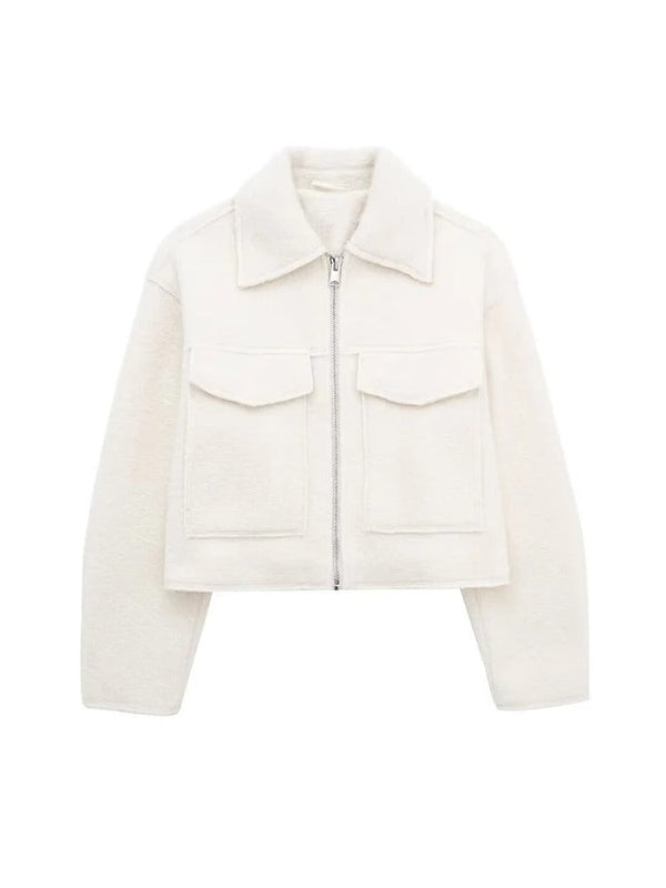 Kurze Wolljacke mit Reißverschluss | Elegant & Modern | Perfekt für Übergangszeiten