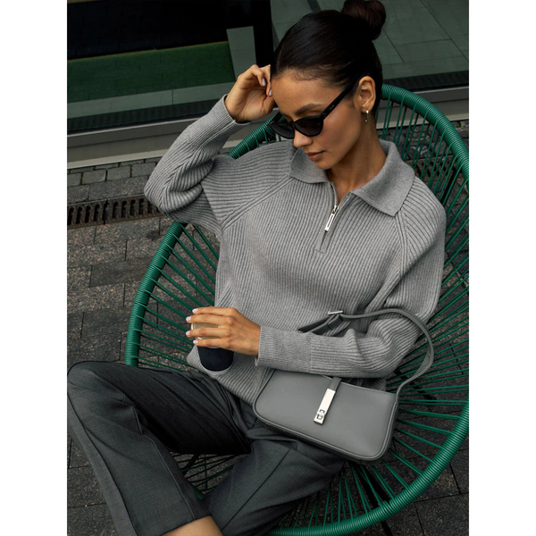 Strickpullover mit Reißverschlusskragen | Moderner Stil | Perfekt für Freizeit und Büro | Bequemer Schnitt