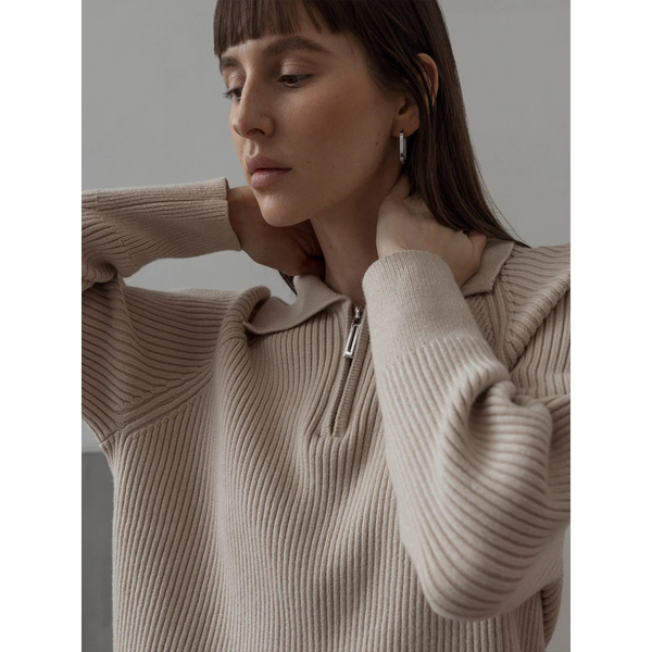 Strickpullover mit Reißverschlusskragen | Moderner Stil | Perfekt für Freizeit und Büro | Bequemer Schnitt