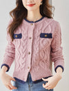 Strick-Cardigan mit Zopfmuster und Kontrastdetails | Stilvoll & Feminin | Wärmendes Design