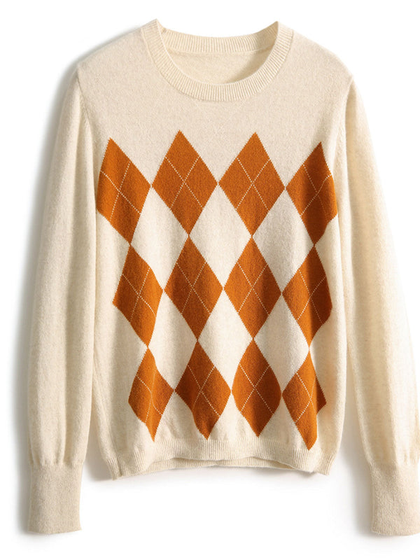 Argyle-Strickpullover mit Rautenmuster | Retro & Chic | Perfekt für Alltag & Freizeit