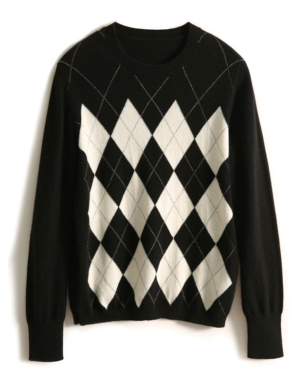 Argyle-Strickpullover mit Rautenmuster | Retro & Chic | Perfekt für Alltag & Freizeit