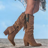 Wildleder-Stiefel mit Fransen | Kunstwildleder | Boho-Chic und Komfort