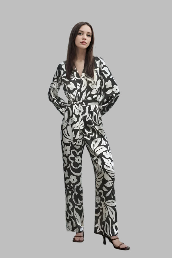 Jumpsuit mit abstraktem Muster | Eleganter Look | Perfekt für besondere Anlässe | Fließender Stoff