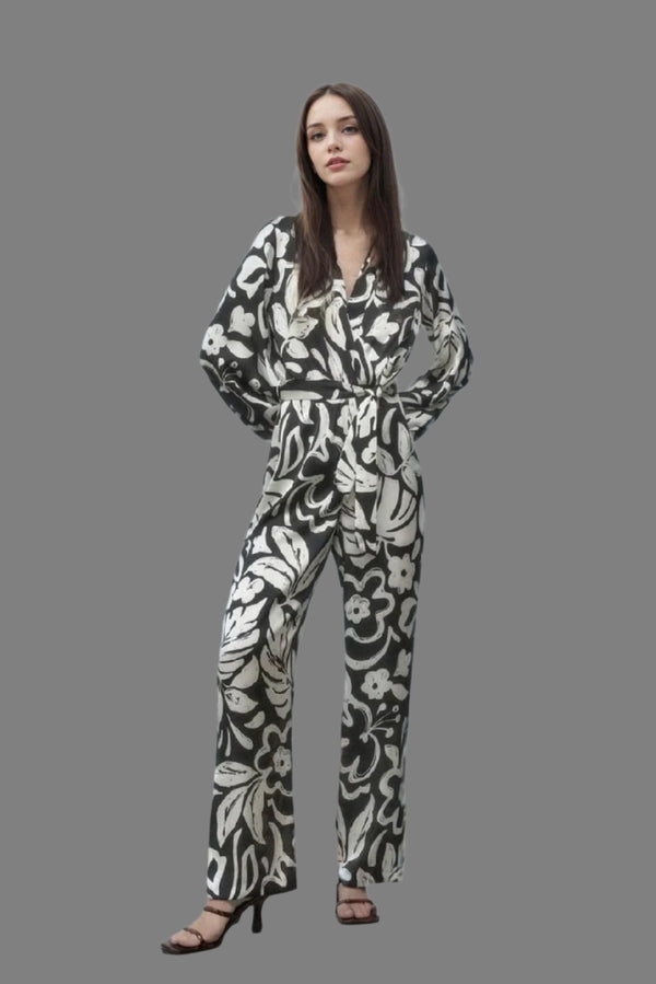 Jumpsuit mit abstraktem Muster | Eleganter Look | Perfekt für besondere Anlässe | Fließender Stoff
