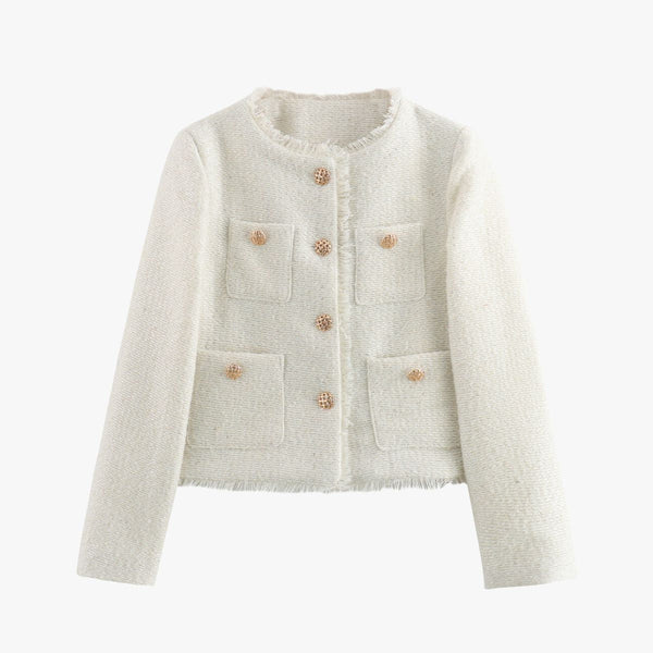 Bouclé-Jacke mit Taschen | Klassisch & Elegant | Perfekt für Büro & Freizeit