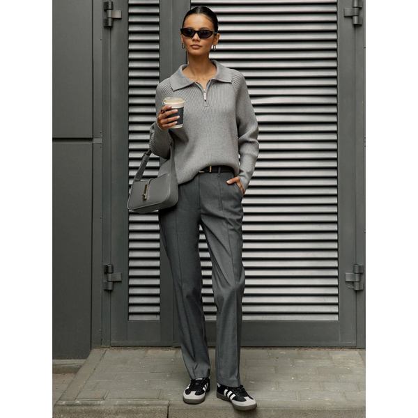 Strickpullover mit Reißverschlusskragen | Moderner Stil | Perfekt für Freizeit und Büro | Bequemer Schnitt