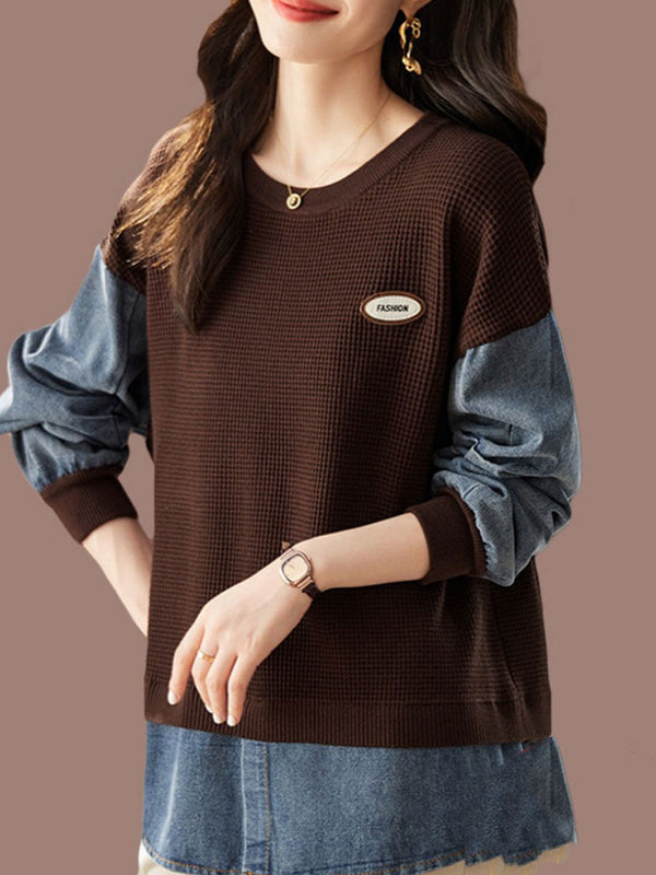 Lagenlook-Oberteil mit Strick- und Denim-Details | Modern & Lässig | Perfekt für Freizeit