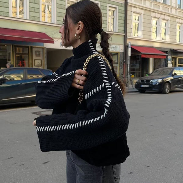 Minimalistischer Pullover mit Stickdetail | Elegant & Modern | Perfekt für Alltag & Büro