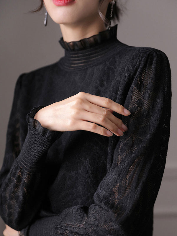 Pullover mit Spitzenärmeln | Romantischer Stil | Eleganter Strickkomfort