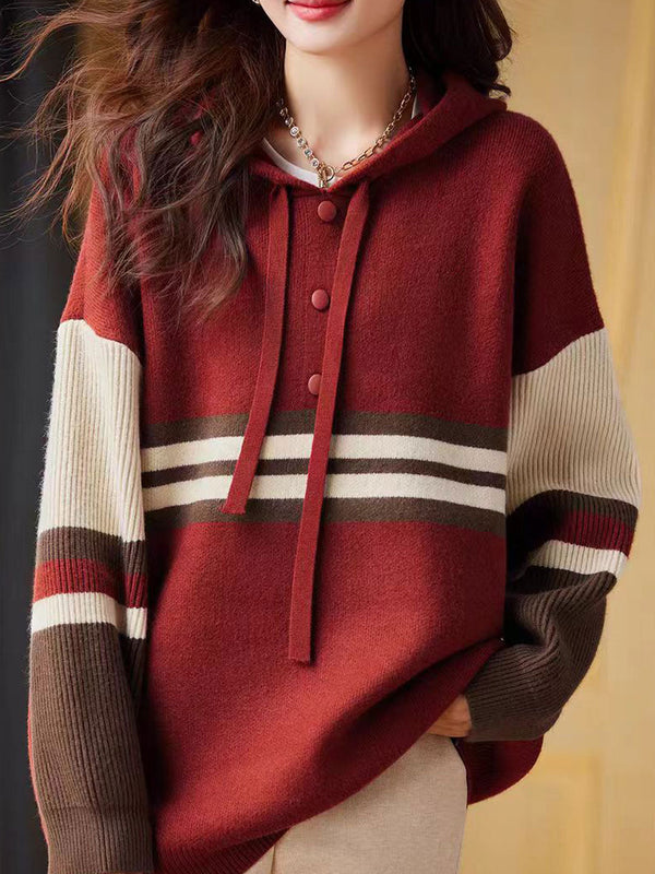 Strick-Hoodie mit Streifenmuster | Lässig & Bequem | Perfekt für Freizeit & Alltag