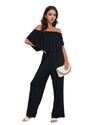 Schulterfreier Jumpsuit mit Rüschen | Eleganter Schnitt | Perfekt für Abend und Freizeit | Fließendes Design