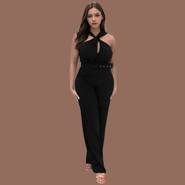 Eleganter Jumpsuit | Neckholder-Design | Perfekt für Partys und Abendanlässe | Figurbetonter Schnitt