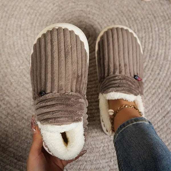 Sherpa-Gefütterte Cord-Slipper | Weich & Warm | Rutschfeste Sohle