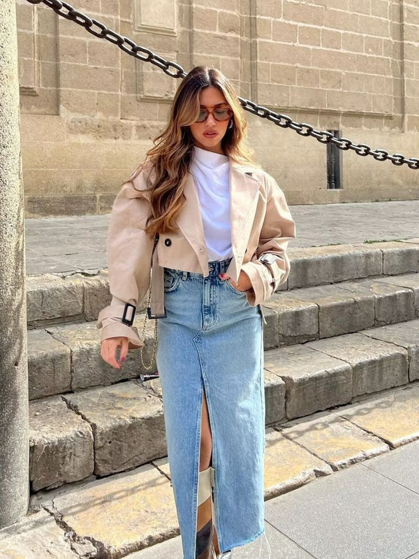 Kurzer Trenchcoat mit Gürtel | Modern & Elegant | Perfekt für den Übergang