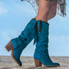 Wildleder-Stiefel mit Fransen | Kunstwildleder | Boho-Chic und Komfort