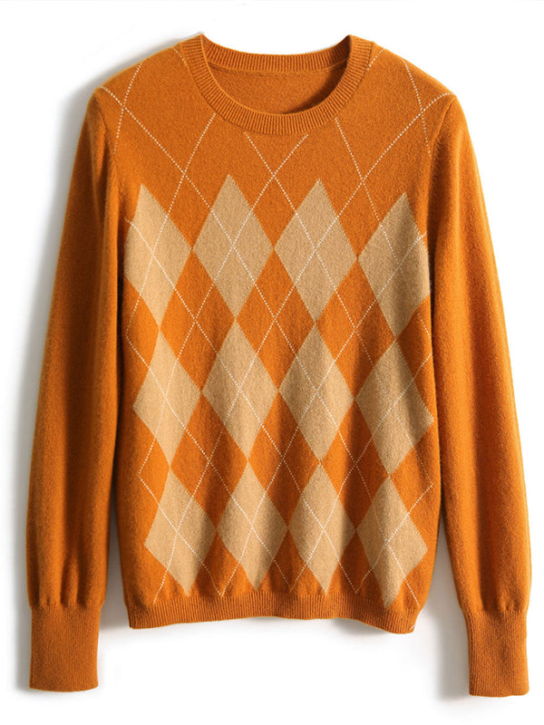 Argyle-Strickpullover mit Rautenmuster | Retro & Chic | Perfekt für Alltag & Freizeit