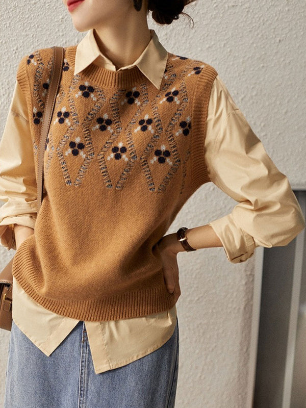 Strickweste mit Blumenmuster | Charmant & Vielseitig | Perfekt für Layering-Looks