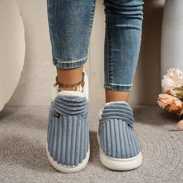 Sherpa-Gefütterte Cord-Slipper | Weich & Warm | Rutschfeste Sohle