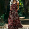 Boho Maxikleid mit Ethno-Muster | Ärmellos & Seitentaschen | Festival & Sommer | Luftiger Viskosemix