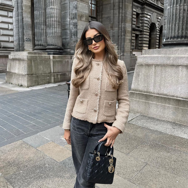 Bouclé-Jacke mit Taschen | Klassisch & Elegant | Perfekt für Büro & Freizeit