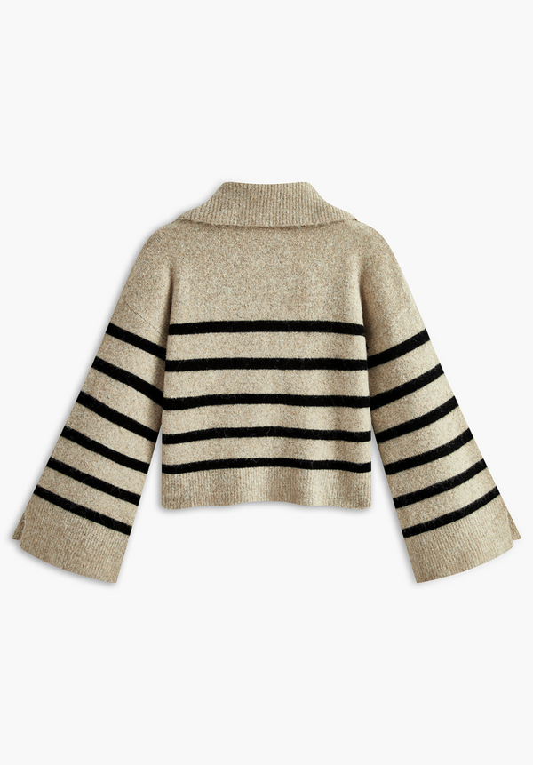 Gestreifte Strickjacke mit Kragen | Modern & Schick | Freizeit & Büro | Weiches Material