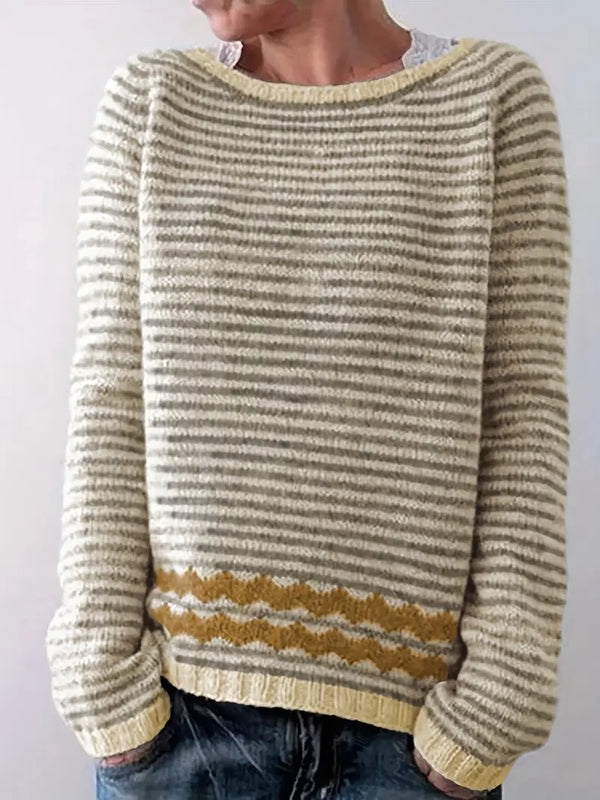 Gestreifter Pullover mit Kontrastdetails | Lässig & Stilvoll | Perfekt für jeden Tag