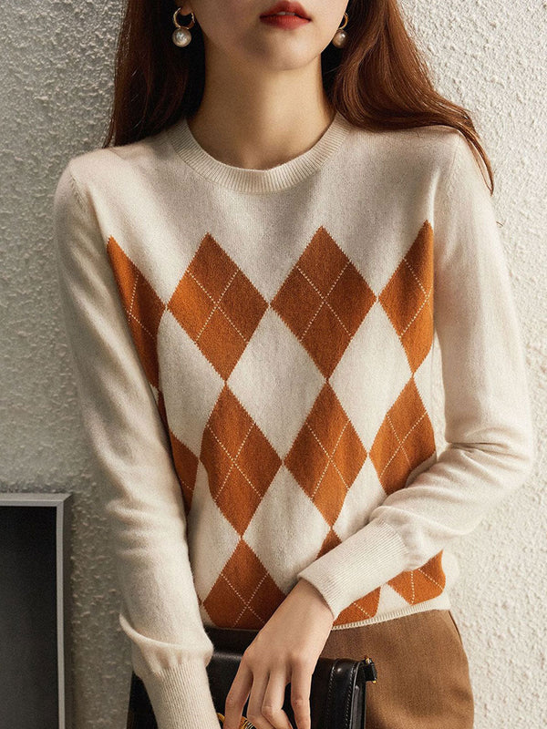 Argyle-Strickpullover mit Rautenmuster | Retro & Chic | Perfekt für Alltag & Freizeit