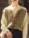 Karierte Strickweste mit V-Ausschnitt | Vintage & Stilvoll | Perfekt für Layering-Looks