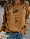 Sweatshirt mit Löwenzahn-Print und "Faith"-Schriftzug | Lässiger Stil | Perfekt für Freizeit und Alltag