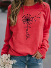Sweatshirt mit Löwenzahn-Print und "Faith"-Schriftzug | Lässiger Stil | Perfekt für Freizeit und Alltag