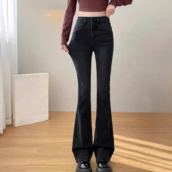 High Waist Flared Pants | Sleek Black | Figurbetonter Minimal-Chic