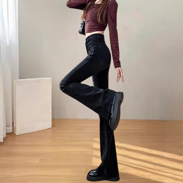 High Waist Flared Pants | Sleek Black | Figurbetonter Minimal-Chic