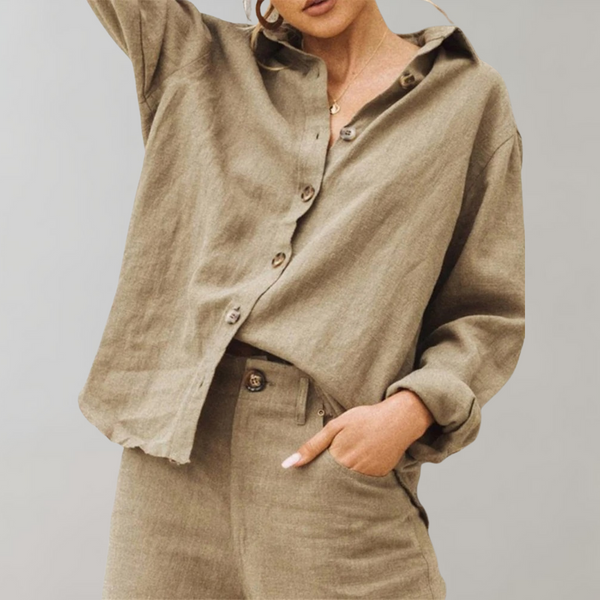Leinenbluse mit Holzknöpfen | Natürlich & Minimalistisch | Sommer Basic