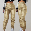 High Waist Cargo-Lederlook Hose | Glanz-Finish | Urban Street Chic