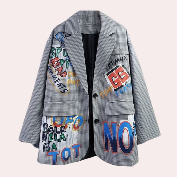 Oversize-Blazer mit Graffiti-Print | Urban Art Style | Laut & Kreativ