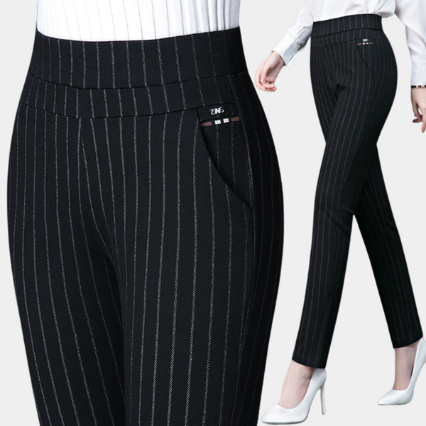 High Waist Stretch-Hose mit Pinstripe-Look | Business-Chic | Komfort trifft Klasse