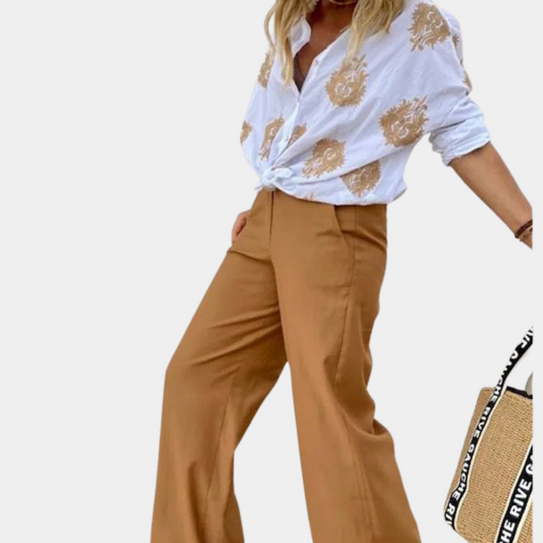 Hemdbluse mit großem Blattmuster | Nature Chic | Luftig & Ausdrucksstark