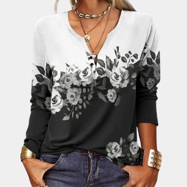 Langarmshirt mit Ethno-Print &Farbverlauf | Boho Vibes | Ausdrucksstark & Bequem