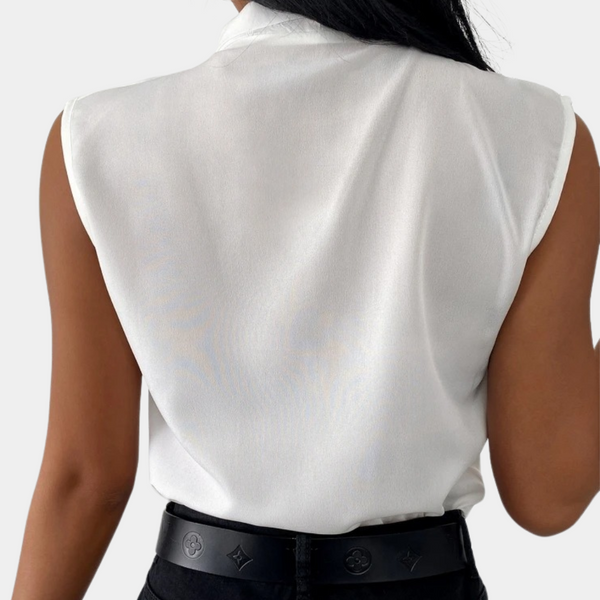 Ärmelloses Satintop mit V-Ausschnitt | Glänzender Satin | Elegant & Vielseitig