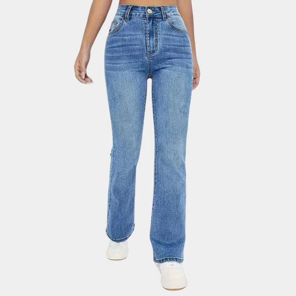 Flared Jeans | Stretch-Denim | Hoher Bund in Hellblau