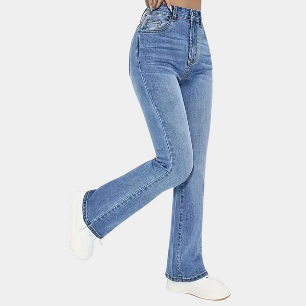 Flared Jeans | Stretch-Denim | Hoher Bund in Hellblau