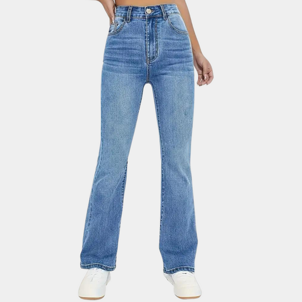 Flared Jeans | Stretch-Denim | Hoher Bund in Hellblau