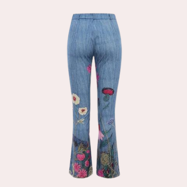 Floral Print Jeans | Boho-Flare | Denim mit Statement-Stickerei