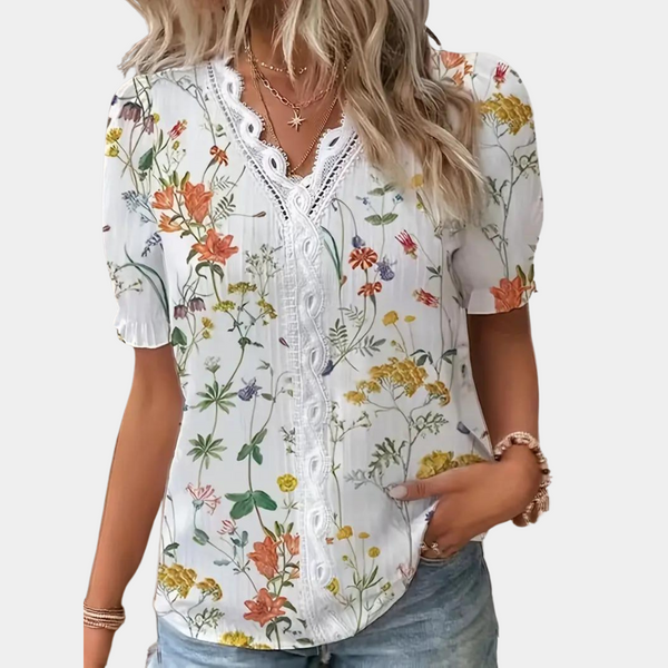 Bluse mit Blumenprint & Spitzenausschnitt | Romantisc h& Frisch | Sommer-Favorit für jeden Tag