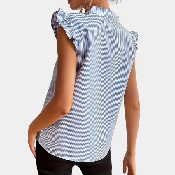 Gestreiftes Blusentop mit Rüschenärmeln | Summer Office Style | Frisch & Feminin