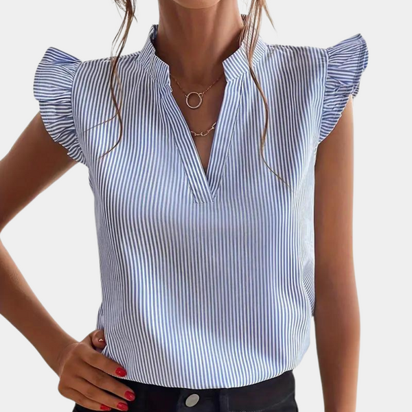 Gestreiftes Blusentop mit Rüschenärmeln | Summer Office Style | Frisch & Feminin