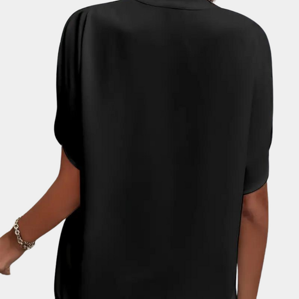 Bluse mit V-Ausschnitt & Fledermausärmeln | Minimalistisch & Edel | Everyday-Essential mit Stil