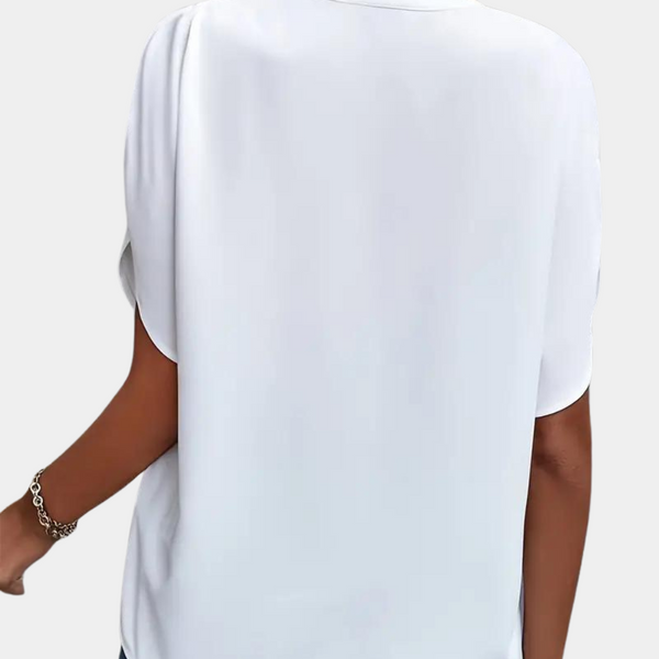 Bluse mit V-Ausschnitt & Fledermausärmeln | Minimalistisch & Edel | Everyday-Essential mit Stil