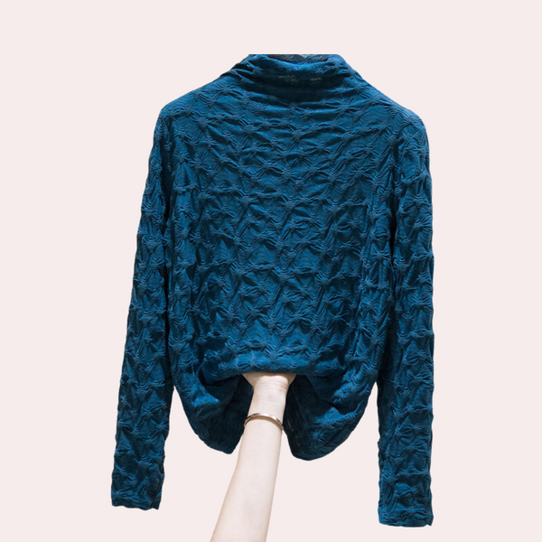 Langarmshirt mit Strukturmuster & Stehkragen | Texture Chic | Elegant & Cozy